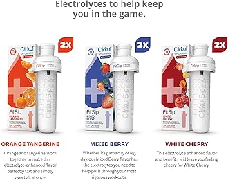 Cirkul FitSip Electrolytes Flavor Water Variety Pack, Makes 36 Drinks, No Sugar, Zero Calorie Drink Mix, (2 Mixed Berry, 2 White Cherry, 2 Orange Tangerine)