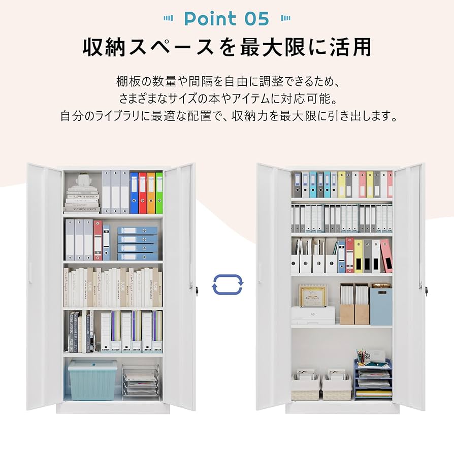 スチール書庫 両開き書庫 書類保管庫 高さ180cm 書庫 可動棚 A4対応 Amazon.co.jp: スチール書庫 可動棚 両開き書庫 書類保管庫 高さ