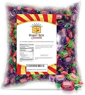 Dubble Bubble 3-Flavor Bubblegum Individually Twist Wrap Bulk Candy Grape Apple Watermelon (5 Pound)
