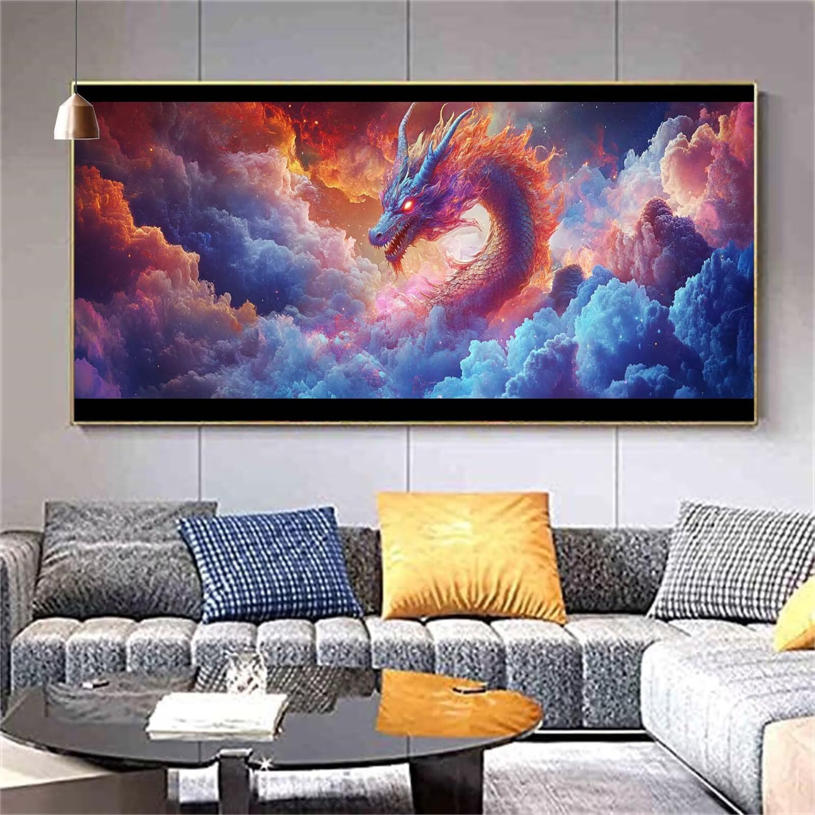 Diamond Painting Chine Diamond Painting Adulte Dragon Diamant Painting Enfant,DIY Peinture Diamant Broderie Kit Complet Diamant Art Tableau Perle Decoration Maison Idee Cadeau Femme 90x180cm Z929