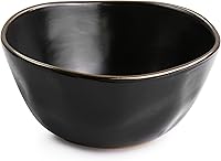 Vista 5 de Elama Moderno juego de vajilla de cerámica de 16 piezas en negro mate con borde dorado (ELM-MATTE)