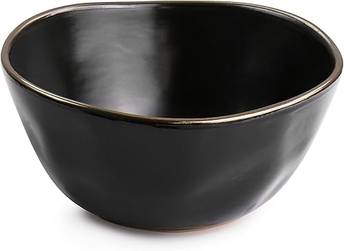 Miniatura 5 de Elama Moderno juego de vajilla de cerámica de 16 piezas en negro mate con borde dorado (ELM-MATTE)