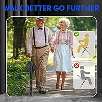 Vista 6 de Cane with Seat Foldable Lightweight Walking Cane with LED Light Adjustable Walking Stick for Seniors