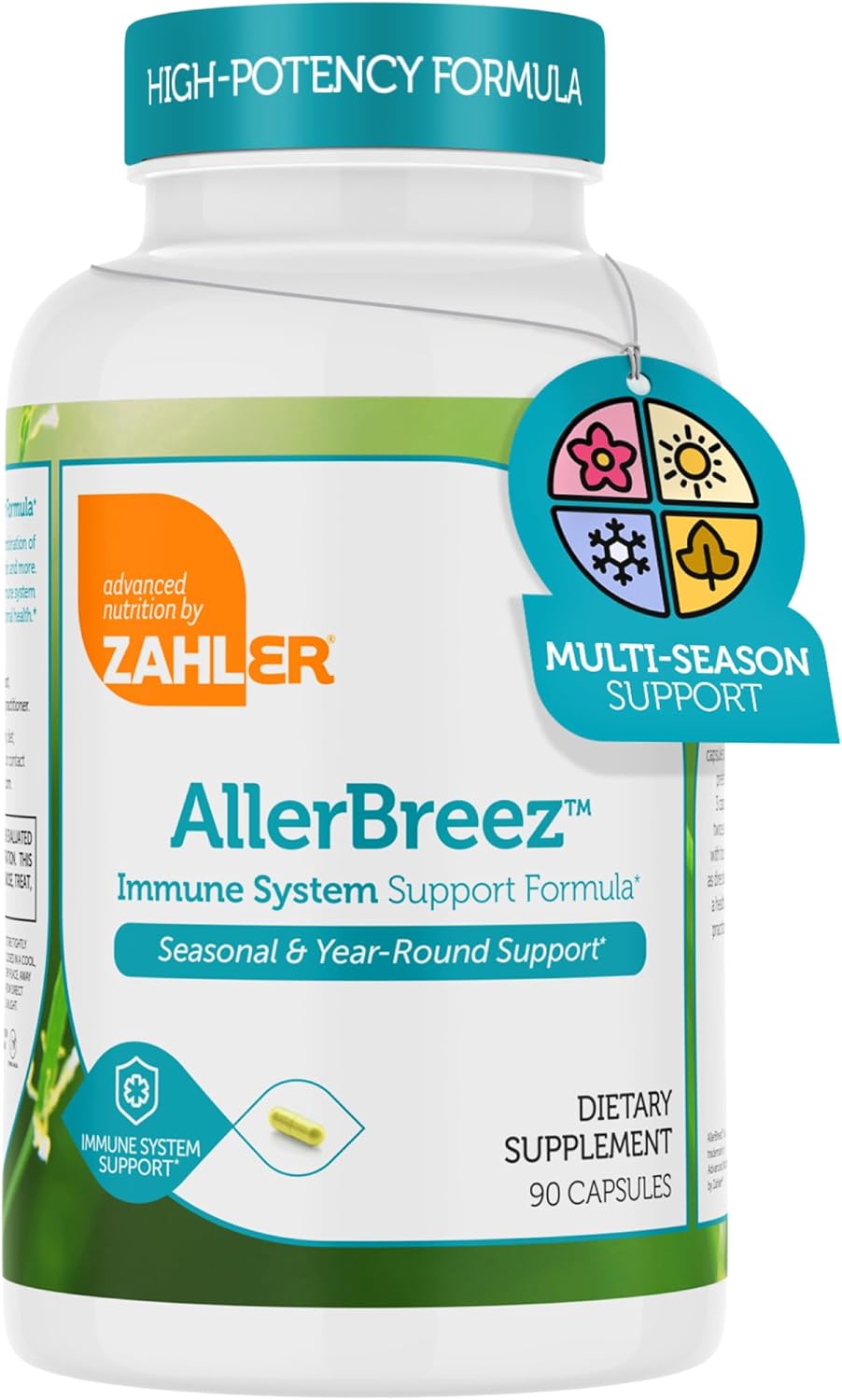 Zahler AllerBreez, Advanced Formula for Allergy Relief, Helps Reduce Seasonal Discomfort and Histamine Control Supplement, SupportsmHealthy Immunity, Certified Kosher, 180 Capsules