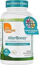 Zahler AllerBreez Immune System Support Formula with Vitamin C, Quercetin, Vitamin B5, MSM & Stinging Nettle - Seasonal & Year-Round Immune Support Supplement, Dhist Allergy Supplement (90 Capsules)