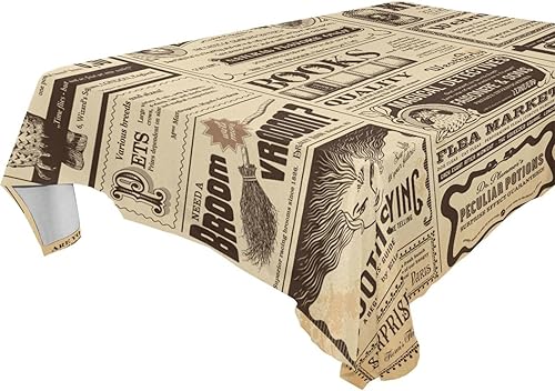 Miniatura 1 de Mantel cuadrado de poliéster con diseño de búho de periódico, impermeable, resistente a las manchas, a las arrugas, lavable, para picnic, cena,