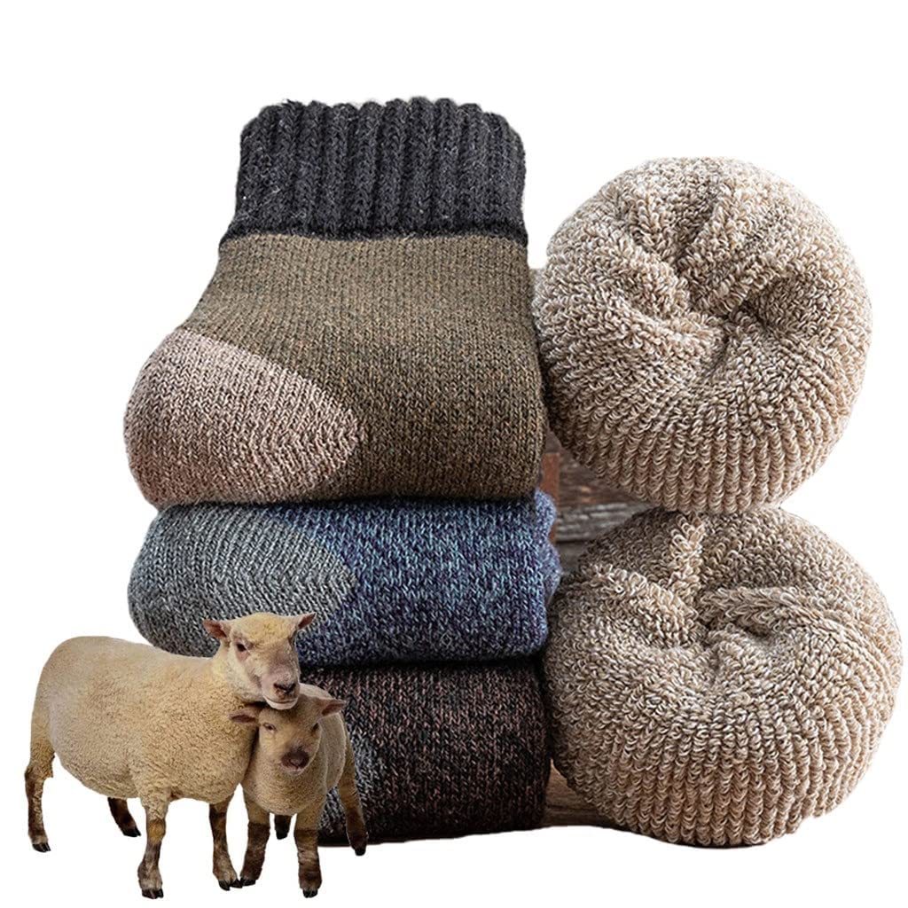 Chtom 5 Pares/Lote de Invierno espesando Calcetines de Lana Toalla de los Hombres Mantenga Calientes Calientes de Calcetines for Masculinos Thermal 38-45 (Color: 5 Mixto Tamaño: 38-45)
