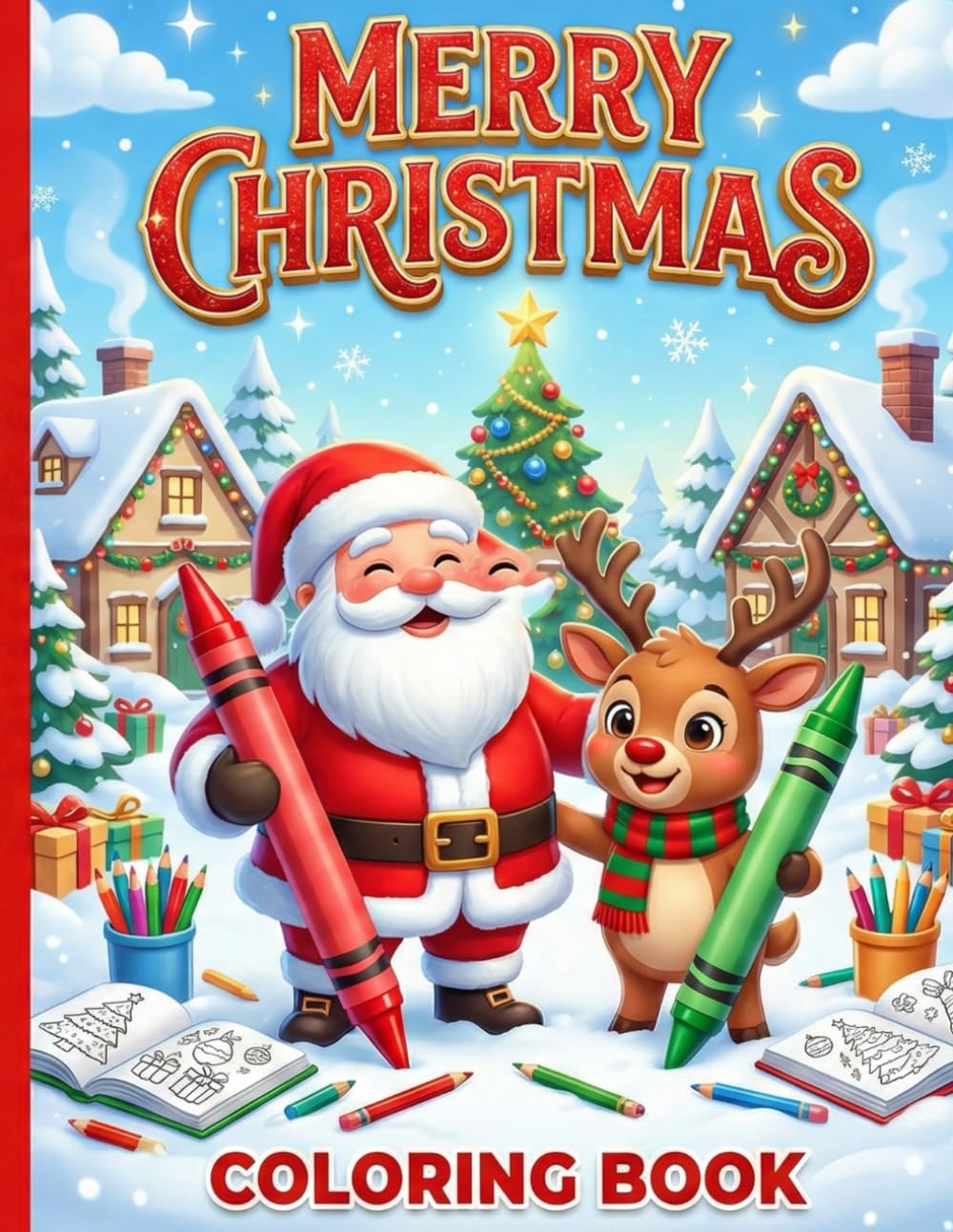 Merry Christmas Coloring Book: Fun Holiday Activity for Kids Ages 4-8, 8-12 | Featuring Santa Claus, Winter Animals, Festive Decorations and Cozy Scenes