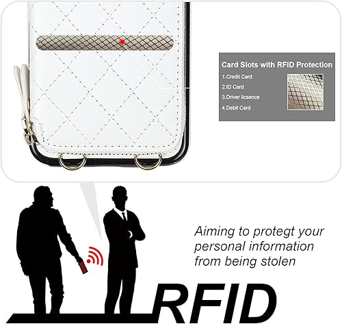 Miniatura 3 de Bocasal Funda tipo cartera cruzada para iPhone 11 Pro Max, con bloqueo RFID, de piel sintética, con cremallera, funda tipo cartera con función atril