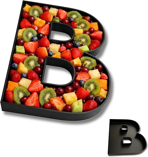 Miniatura 26 de Bandejas de plástico duro reutilizables y rellenables con letras y números para decoración de fiesta (E, Blanco)