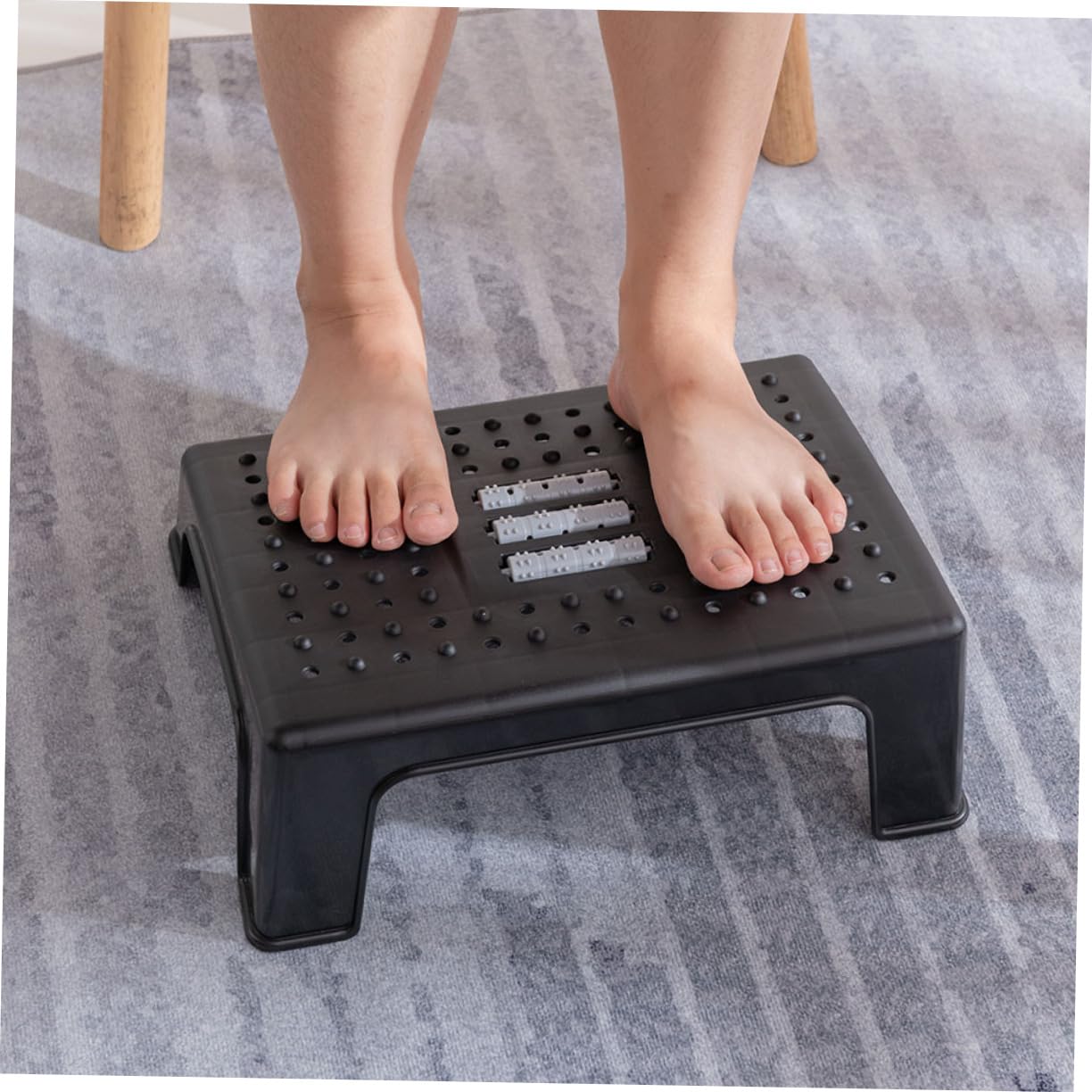 SHINEOFI 1pezzi Poggia Piedi Ergonomico Con Massaggio Per Ufficio e Casa Sgabello Per Riposo Gambe e Piedi Struttura Antiscivolo e Comodo Supporto Per Sedute Prolungate