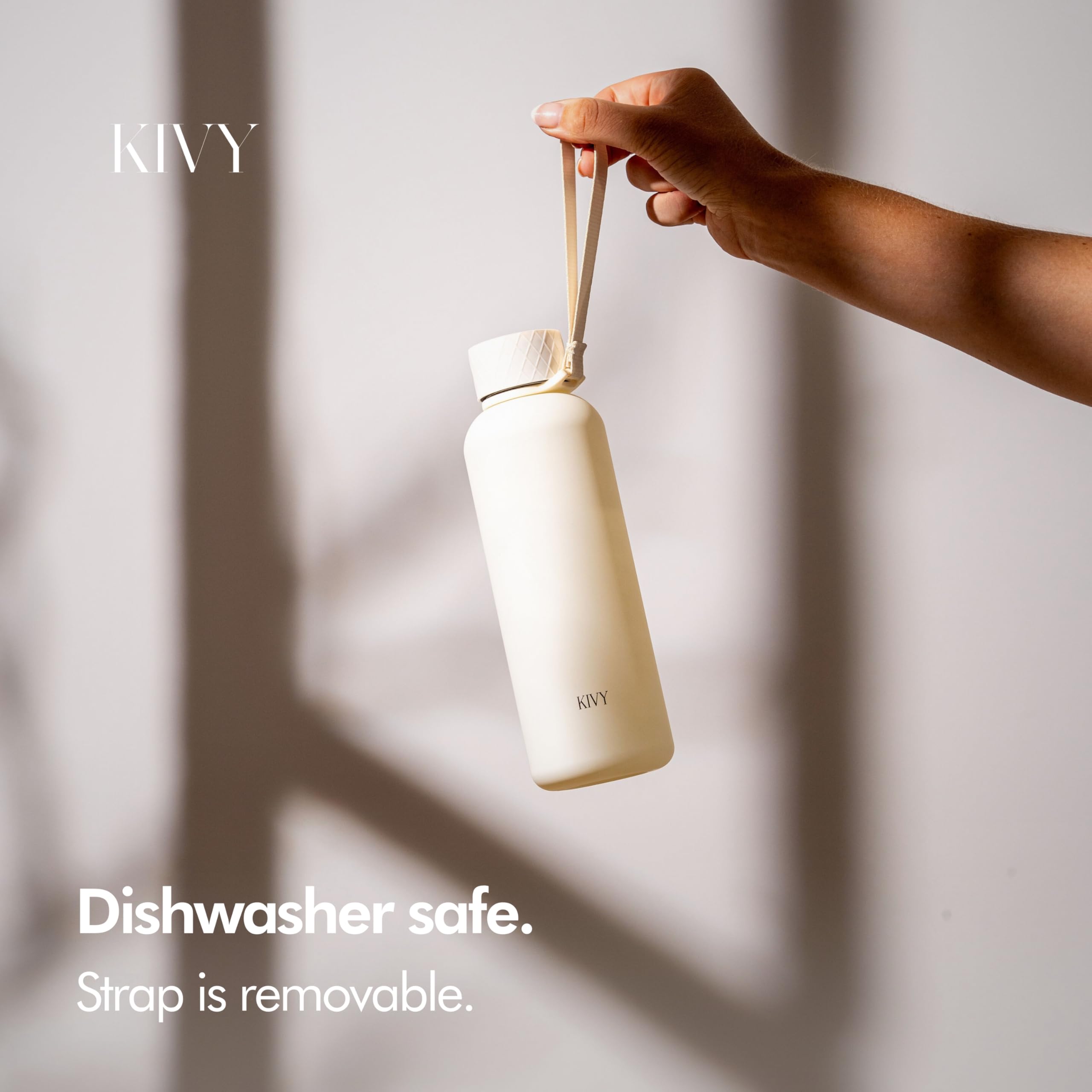 KIVY Borraccia 650ml - Antigoccia e Antiurto – Perfetta per Sport, Scuola e Ufficio - Borraccia Palestra piccola - Bottiglia - Bottiglia Acqua - Plastica Borracce Sportiva - Senza BPA - Crema