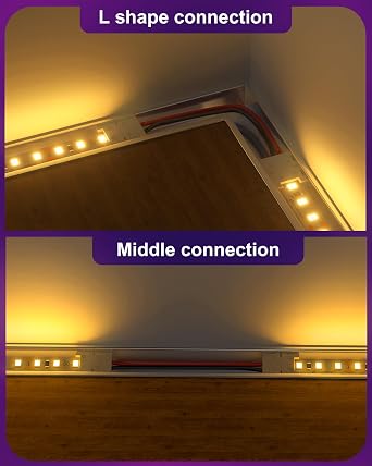HitLights LED Light Strip Connector, 8mm Single Color 3528 - 6 Inch Any Angle Strip to Strip, 12 Pack