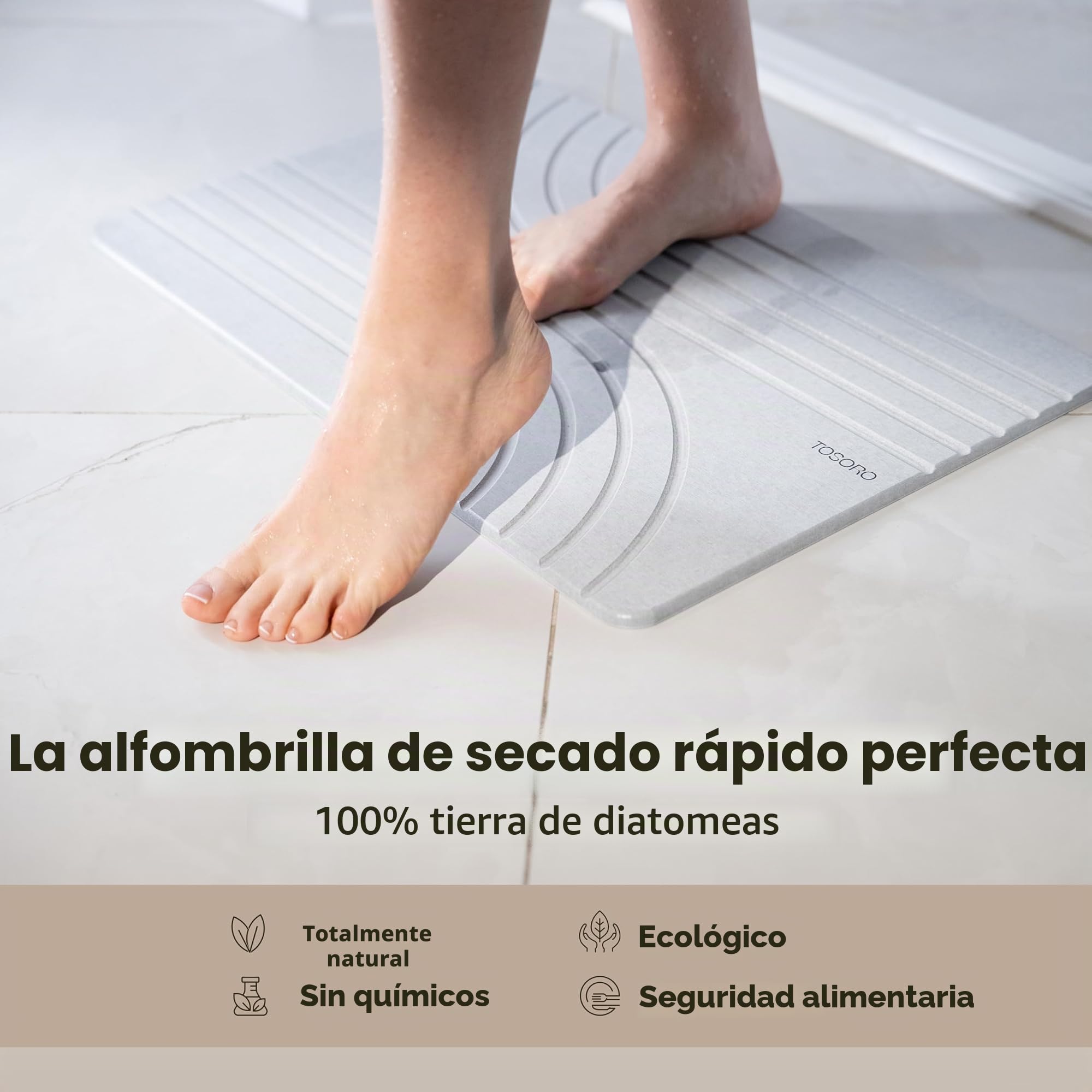 TOSORO - Alfombra de baño de Piedra, Alfombrilla de Ducha de Piedra Antideslizante de Tierra de diatomeas - Alfombra de baño Absorbente de Secado rápido - Diseño Elegante y Moderno, fácil de Limpiar