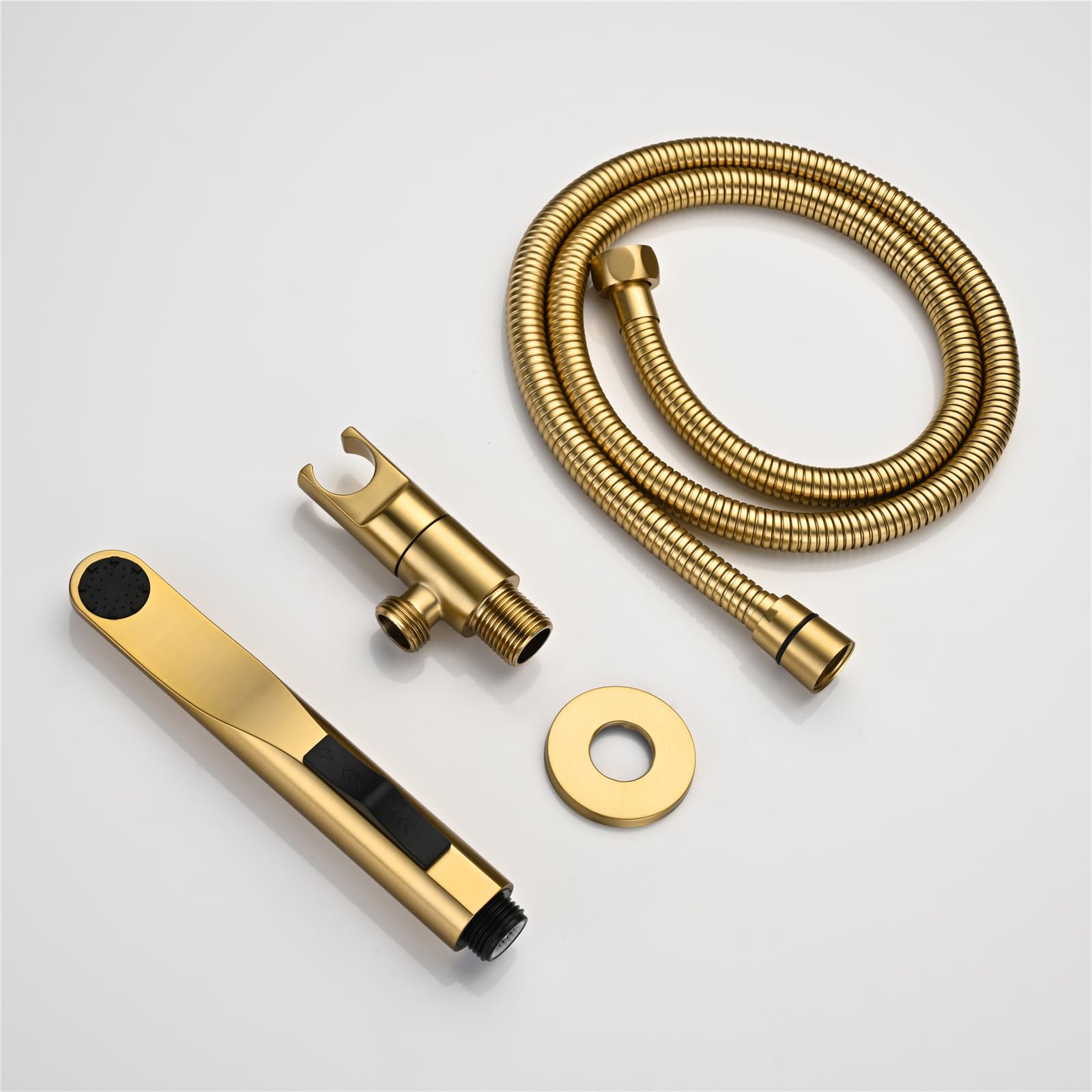Kit Doccetta per Bidet Wc, 2 Modalità Kit Spruzzatore per Bidet, Tubo Doccia in Acciaio Inossidabile 1.2 M, Rubinetti per Bidet Con Supporto, per Igiene Personale Doccia Bagno WC (Oro spazzolato)