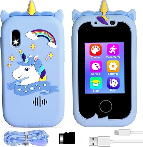 Teléfono inteligente para niños y niños de 3 a 7 años, juguetes de unicornios, regalos de pantalla táctil, juguete de aprendizaje, regalos de