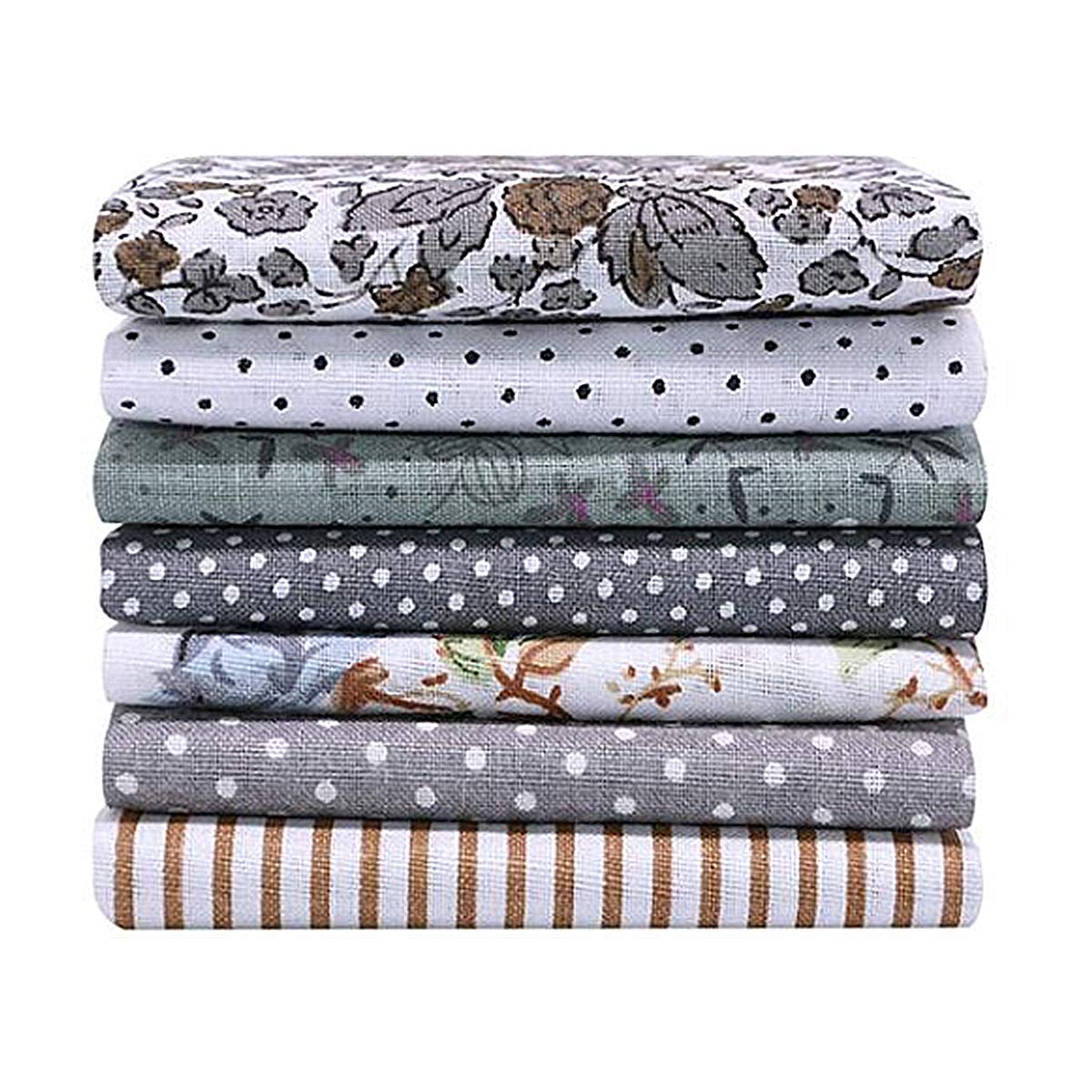 Binwat Pack of 7 Assorted Cotton and Hemp Pre-Cut Cotton Fat Quarters Quilt Cloth Fabric Patchwork Craft for Sewing 50X50CM
