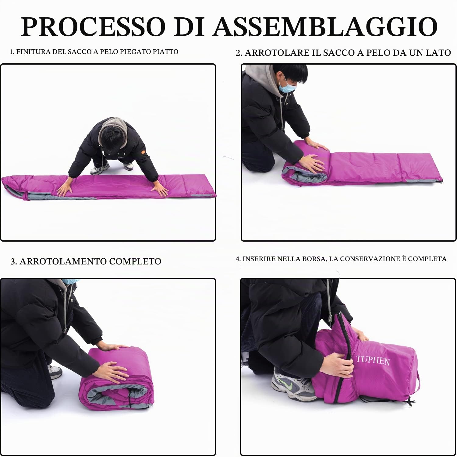 tuphen Sacchi A Pelo Zaino in Spalla Escursionismo Campeggio Fodera in Microfibra, 4 Stagioni, Uso Interno Ed Esterno, Leggeri E Impermeabili