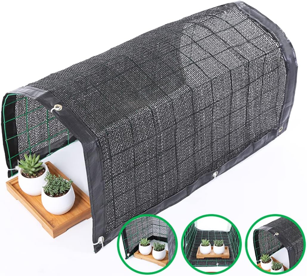 Succulent Plants Exclusive Blackout Thermal Net Rain Protection Outdoor Plant Shelf Tarp Vinyl Greenhouse Simple Greenhouse Garden House (L42xW30xH30, Black)