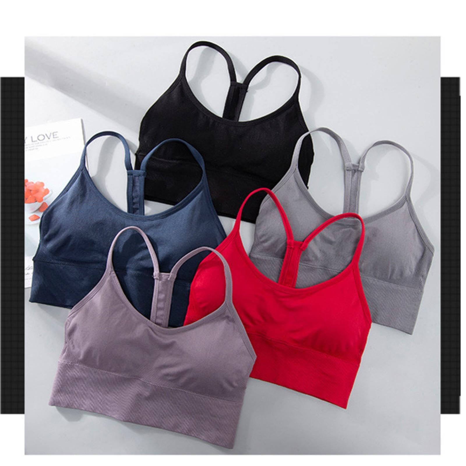 Reggiseno Sportivo da Donna Crop Top Tessuto Super Morbido Spalline Larghe Top da Palestra Tinta Unita Abbigliamento Sportivo Sexy Top Sportivo per Reggiseni Attivi all'aperto