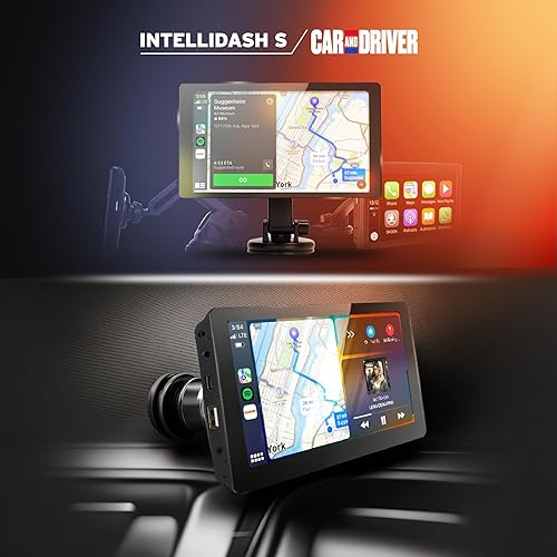 Vista 12 de Car and Driver INTELLIDASH - Pantalla táctil HD de 7 pulgadas, pantalla portátil Apple CarPlay Android Auto para automóvil, estéreo Bluetooth