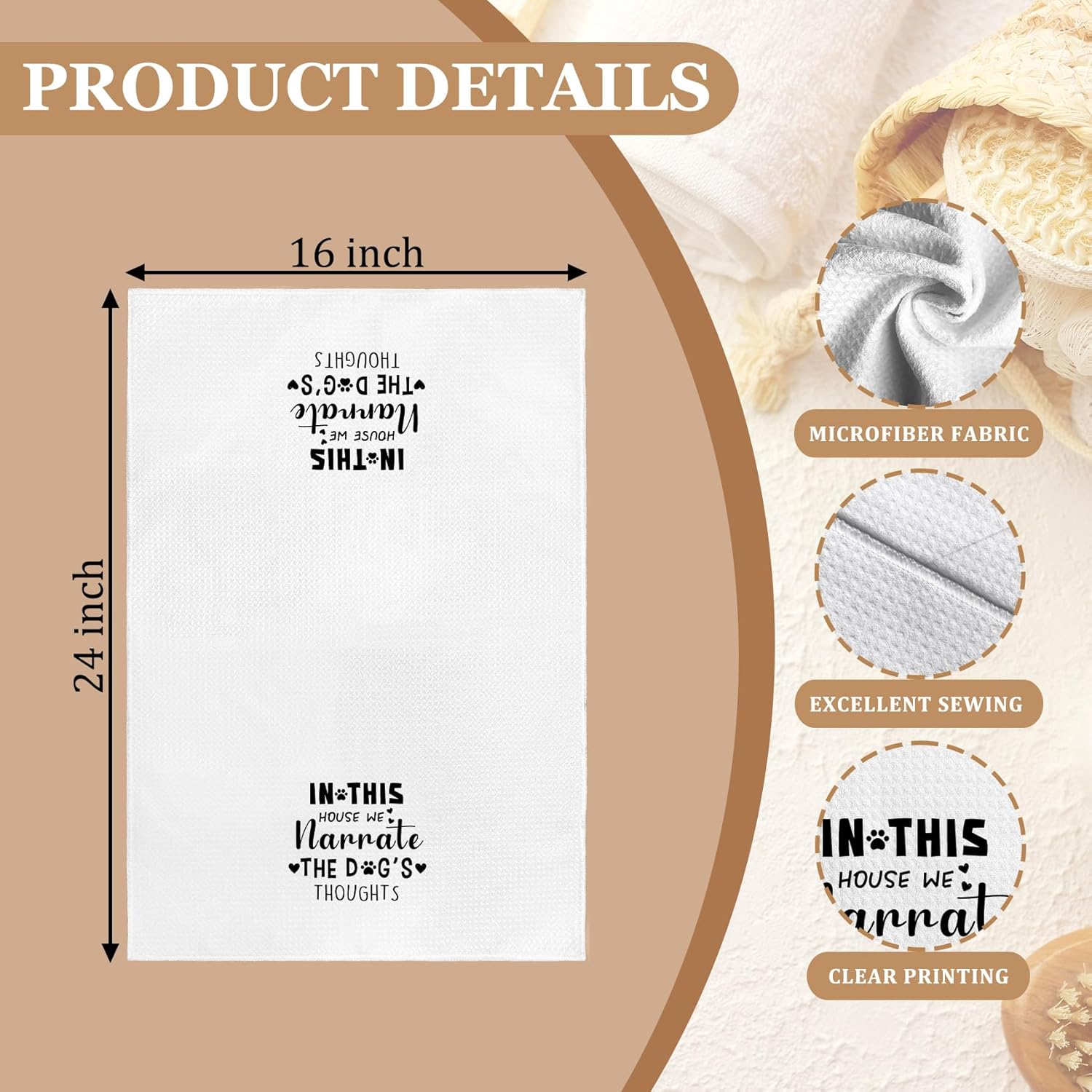 Funny Dog Kitchen Towels, Dog Mom Dad Lovers Gifts for Women Men Decorative Hand Towel for Bathroom, Gifts for Pet Lovers Dish Tea Towels for Kitchen Decor, 16x24 Inch - Image 7