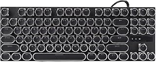 CRIOH SRTATIVIS 87 Keys Red Switch Mechanical Keyboard, Waterproof Mechanical Gaming Keyboard with USB Interface, 26 RGB Backlit Ergonomic Keyboard for Windows(Black Plated Punk Keycaps)