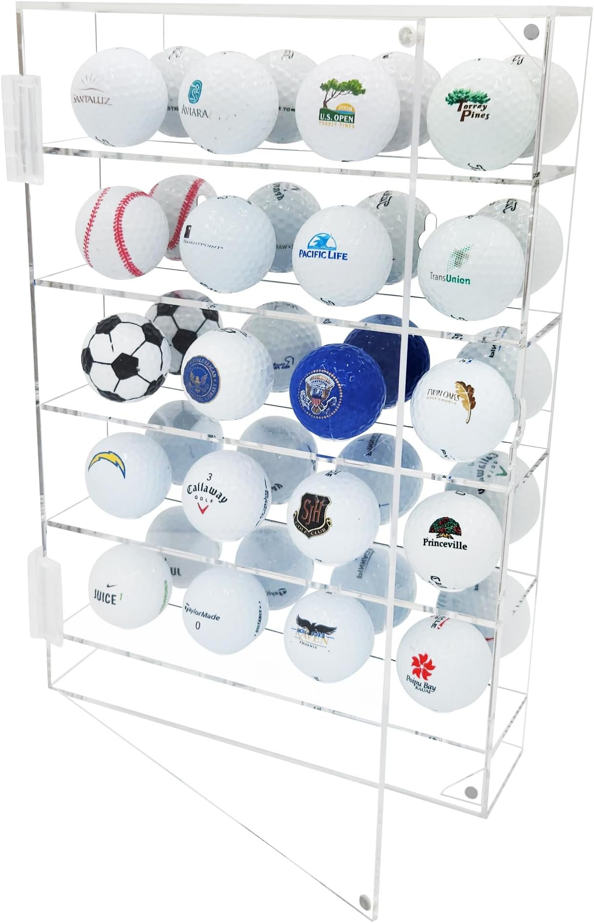 Premium Golf Ball Display Case - UV Protected Acrylic Wall Mount Holder with Mirrored Back for 20 Balls for Golfers, Collectors, and Memorabilia Display