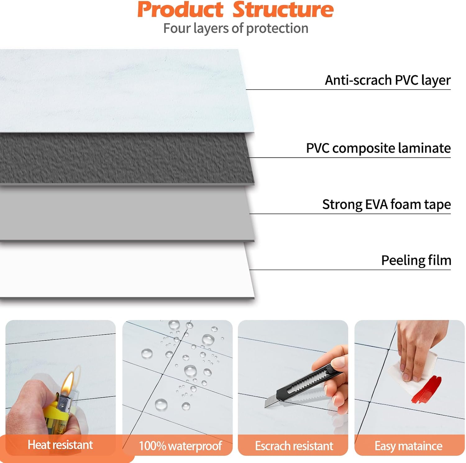 80-Piece Polished Dolomite Thick PVC Peel and Stick Backsplash, 2" x 8" Waterproof Subway Tile Peel and Stick Wall Tiles for Kitchen and Bathroom