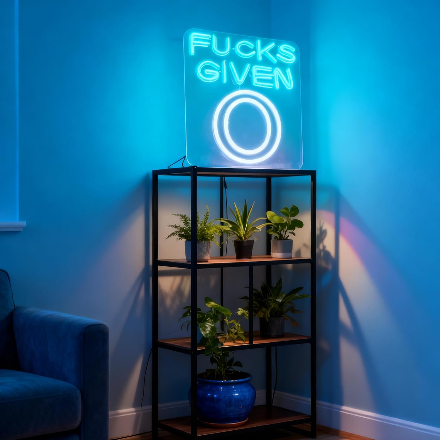 I Don't Care At All Theme Neon Sign, Dimmable USB Powered Neon Light Wall Table Decor for Bedroom Living Room