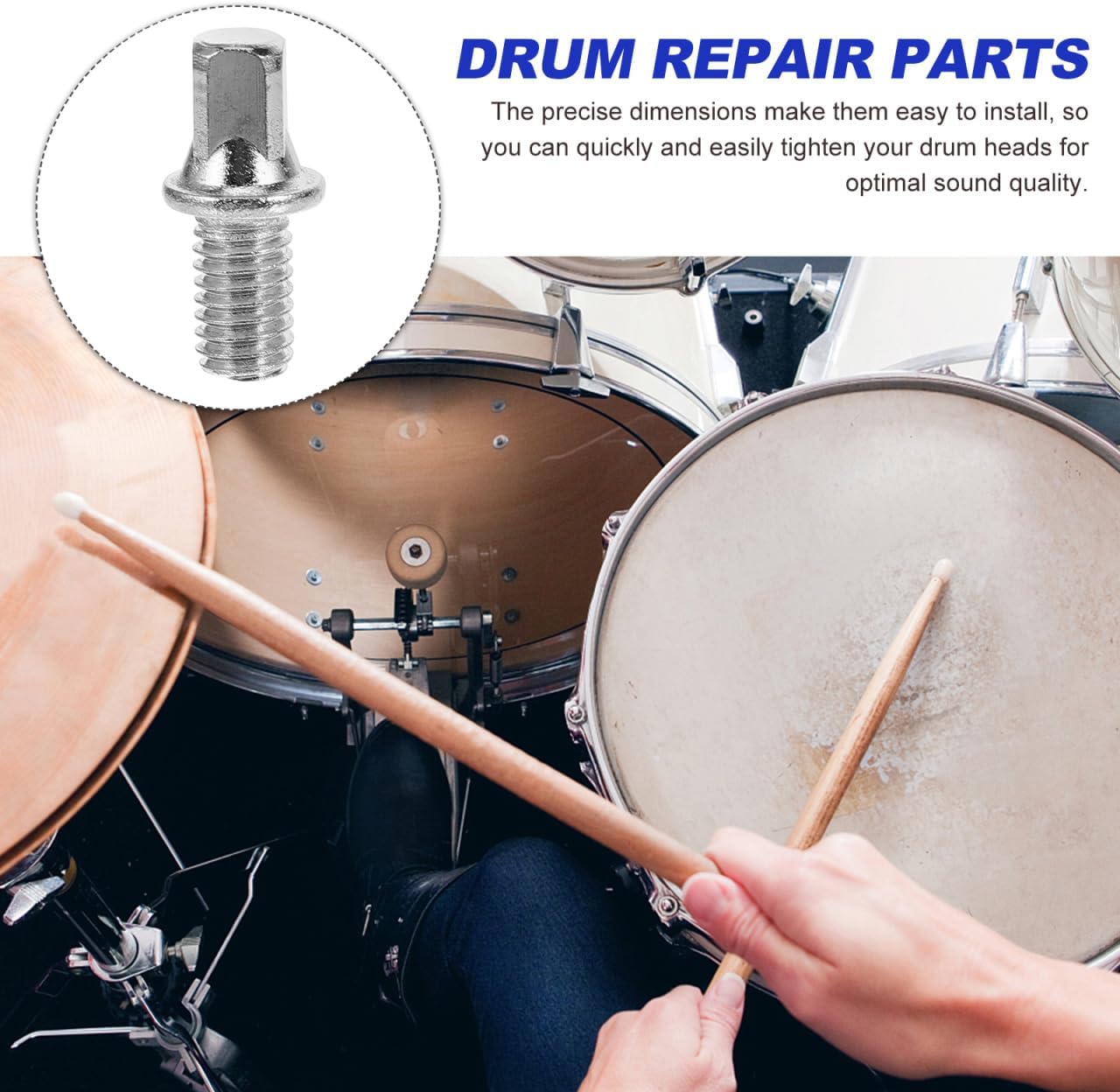 ERINGOGO 10Pcs M6 X 0.39 Inch Snare Drum Screws Drum Key Bolts for Pedal Shaft Repair Kit Durable Plated Hardware Accessories