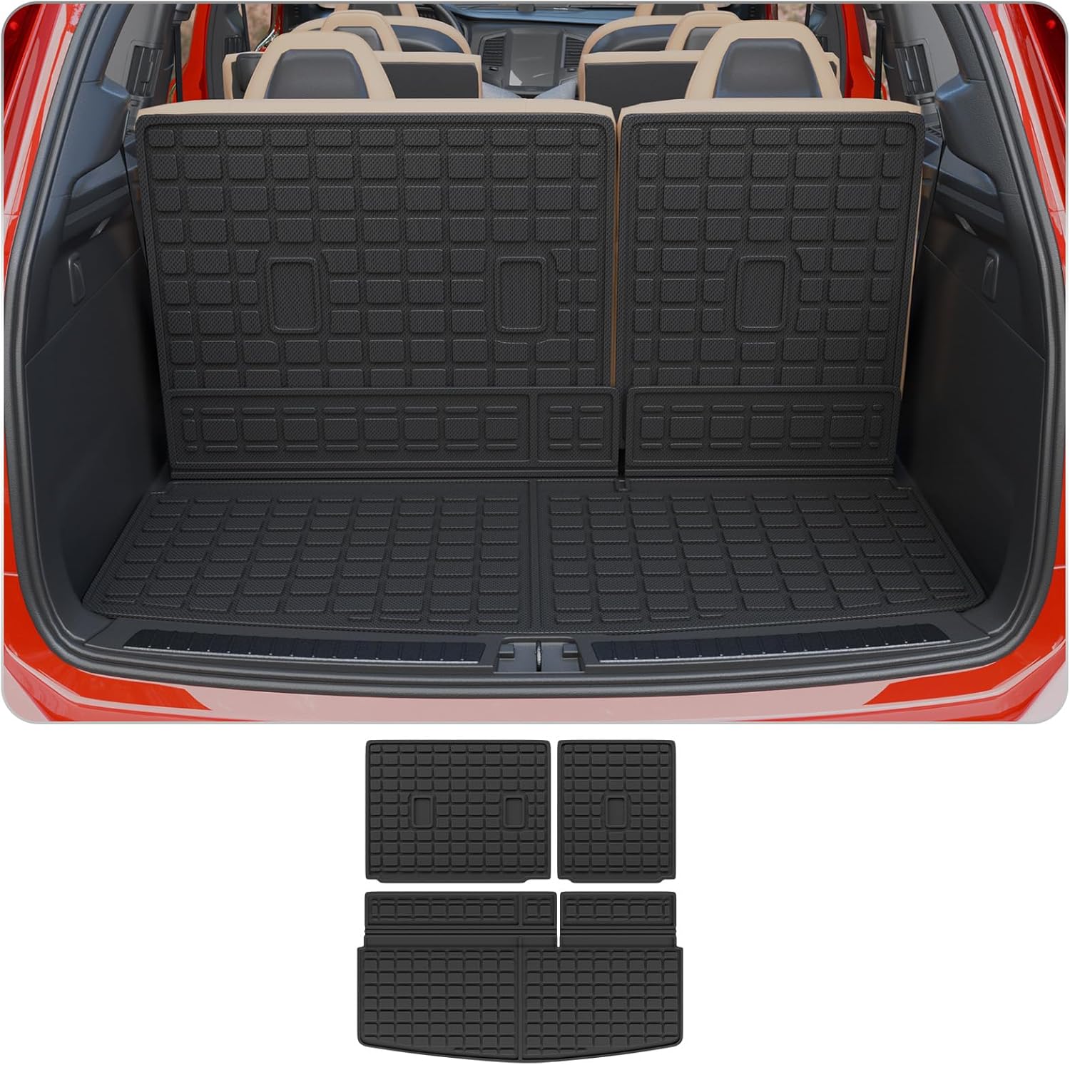 Cargo Mat Compatible with 2018-2024 Ford Expedition Lincoln Navigator (Not for Max or L Models) Cargo Liner Trunk Liner 2023 Expedition 7&8 Seats Accessories (Trunk Mat+Backrest Mats)
