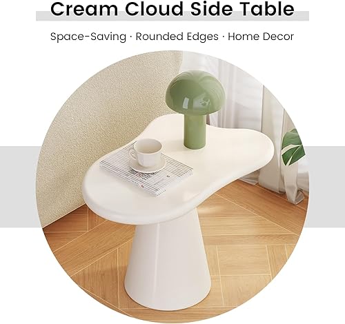 Miniatura 4 de Mesa auxiliar de forma irregular, mesa de cóctel moderna para sala de estar de espacio pequeño, mesa auxiliar con base de pedestal cónica, altura de
