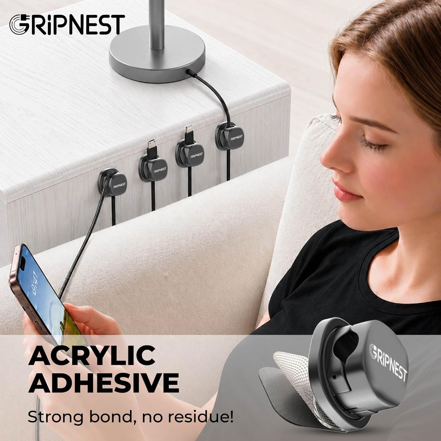 Cable Clips 8 Pack Rotatable Cord Organizer with Adhesive image 5