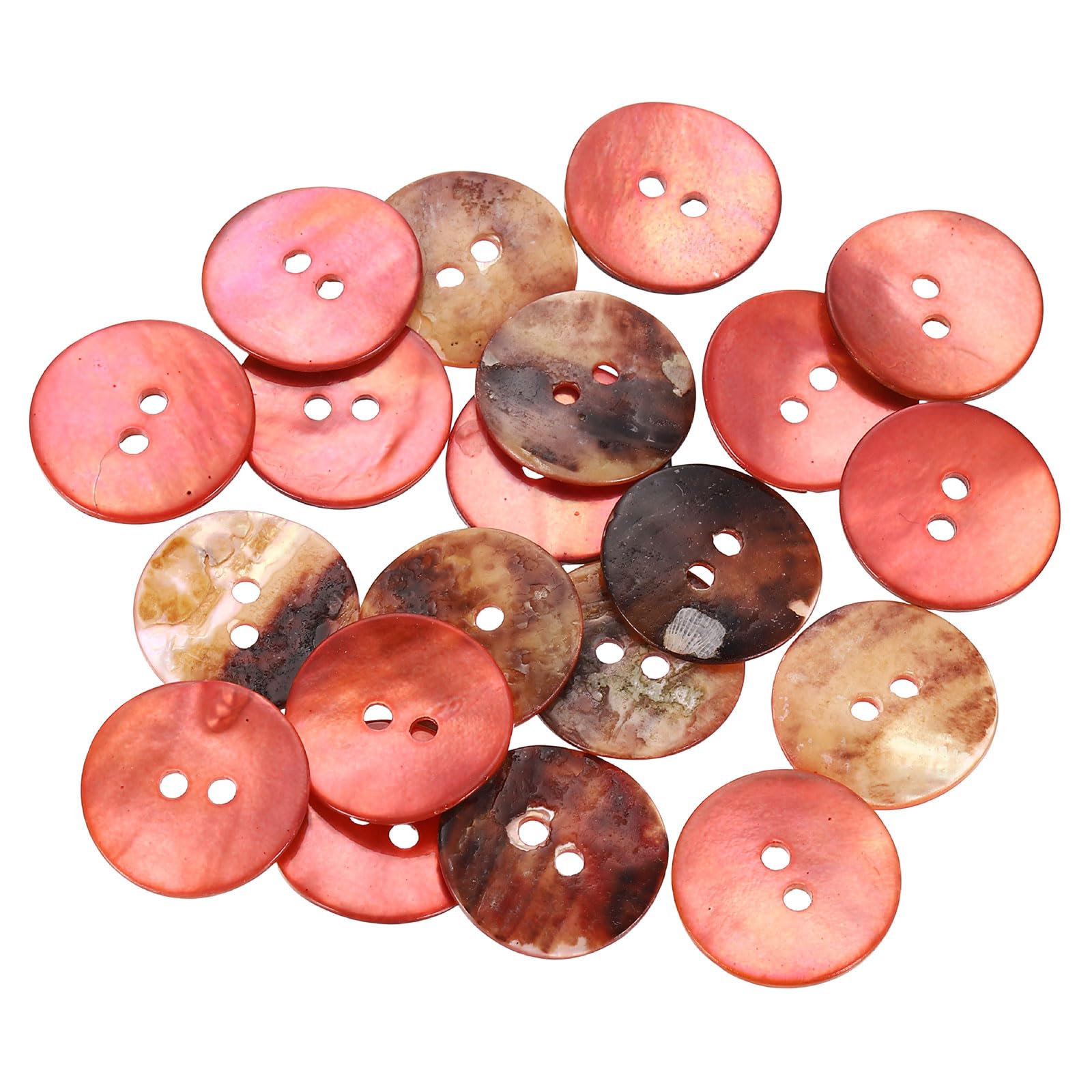 sourcing map 20Pcs Natural Shell Buttons, 18mm 2 Hole Mother of Pearl Blazer Buttons Sewing Craft Shell Discs for Shirt Sewing DIY Crafts Decoration, Pink