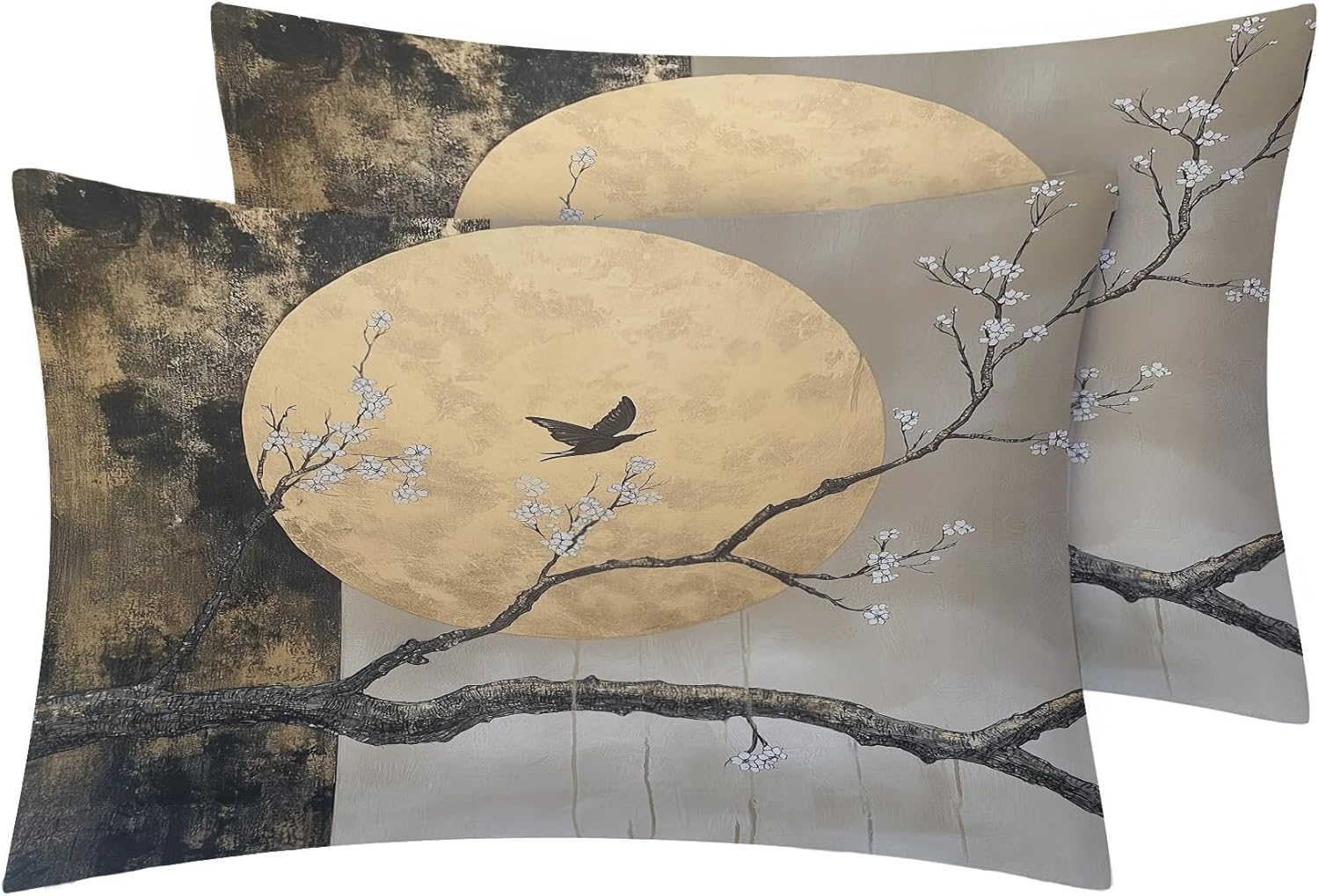 Morris Style Pillow Cases Standard Size Set of 2, Flower Bird Pillowcase & Home Decor, Vintage Pillow Covers 20x26, Pillow Shams with Zipper, Soft Breathable