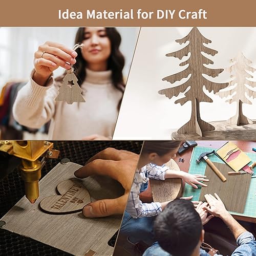Miniatura 6 de 10 hojas de madera contrachapada de nogal para bricolaje de 12 x 12 x 18 pulgadas, madera de artesanía sin terminar para corte láser, grabado,
