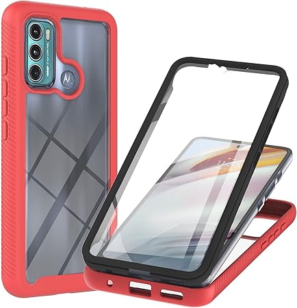 Blllue Capa compatível com Motorola G60, 3 em 1 TPU macio + capa protetora  de policarbonato rígido com protetor de tela integrado para Moto G60,  vermelha | Amazon.com.br