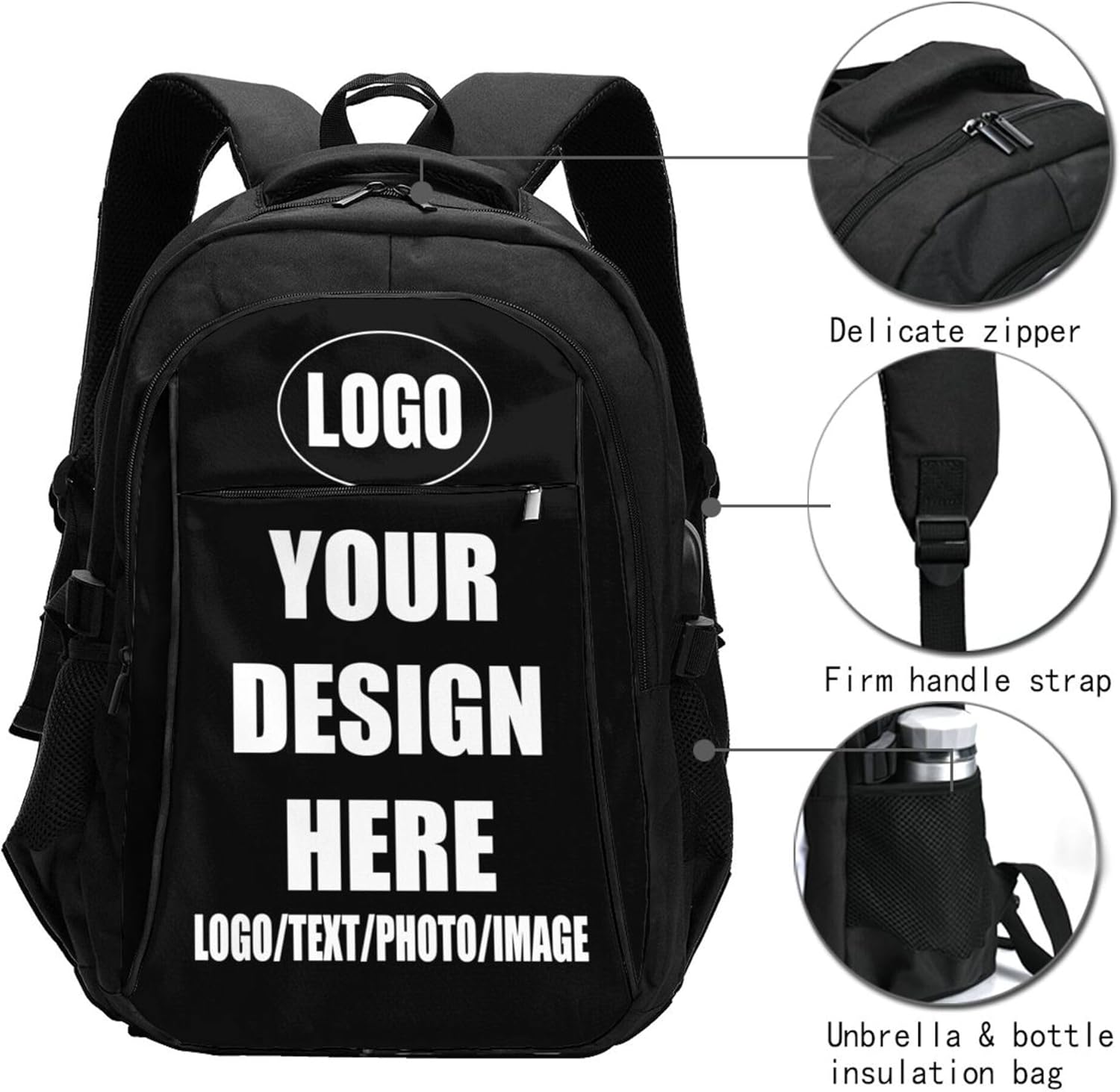 Custom Backpack Large-capacity for Women Men Customize Casual Travel Laptop Backpack for Boy Girl Custom Laptop Bags Design Your Own Text Photo Logo Personalized Backpacks - Image 3