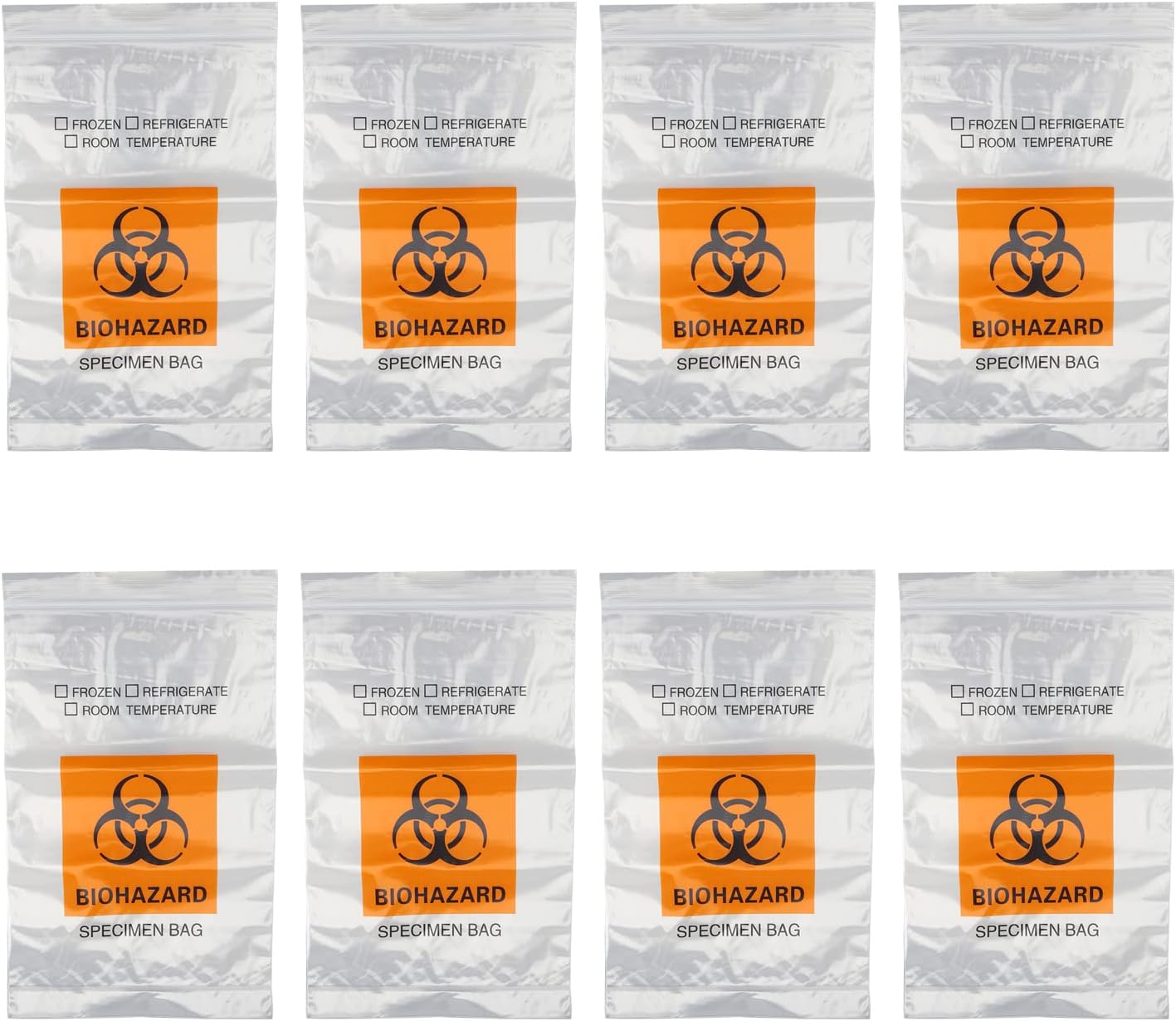 Othmro 20Pcs PE Plastic Clear Specimen Bags 5.9 * 9.8inch/15 * 25cm, Reclosable Ziplock Pouch Laboratory Sample Bag with Biohazard Logo Printing with Outside Pocket Paperwork Pouch
