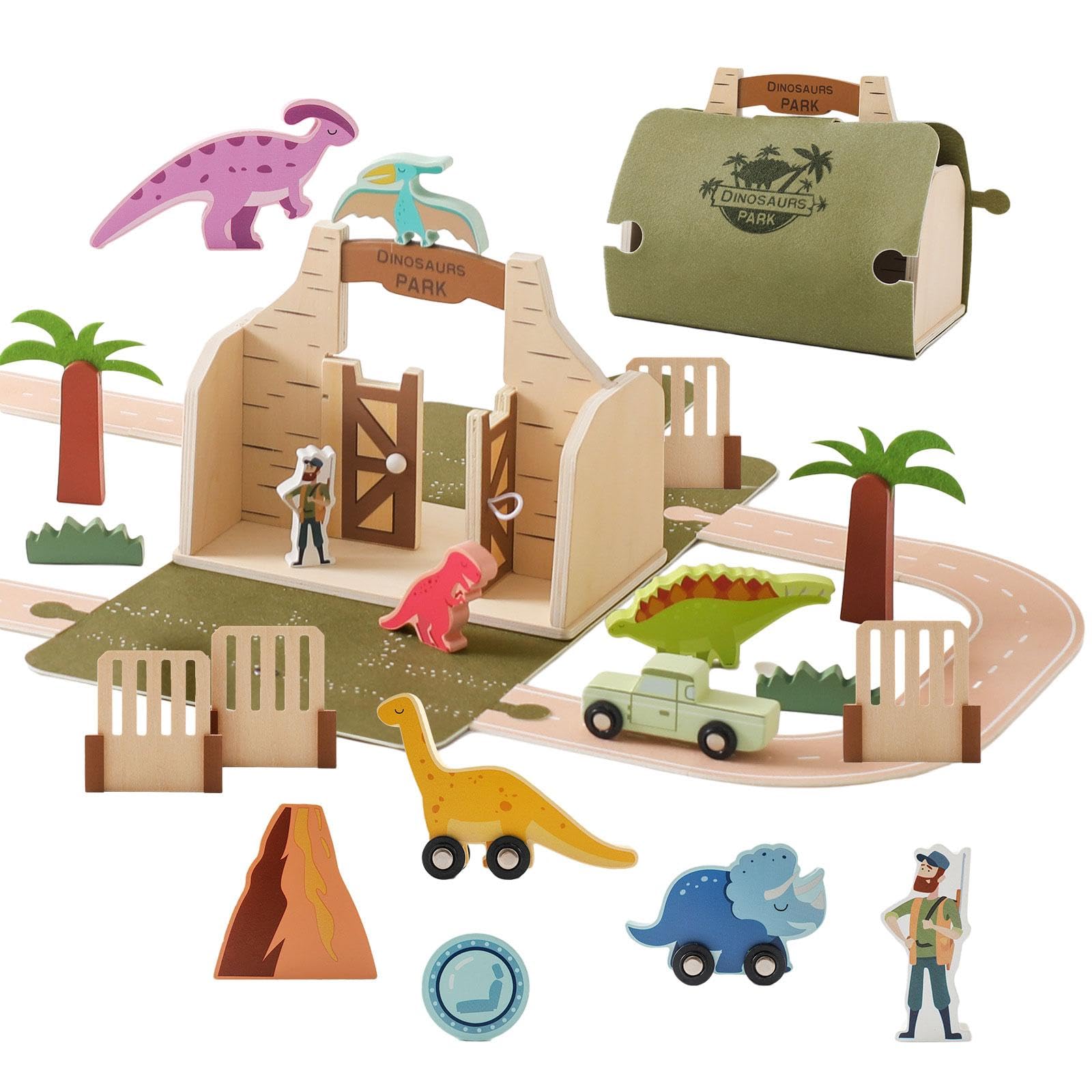 Juego de Juguetes de Dinosaurios de Madera, Ideal para Niños Y Bebés.