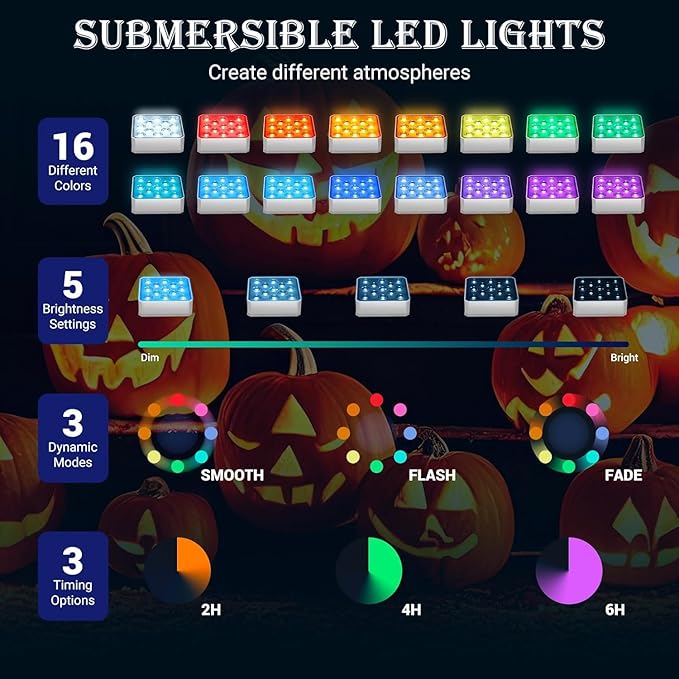 Luces Recargables para Piscina LOFTEK, 4 Pack, LED Sumergible, Control Remoto, Impermeable miniatura 3