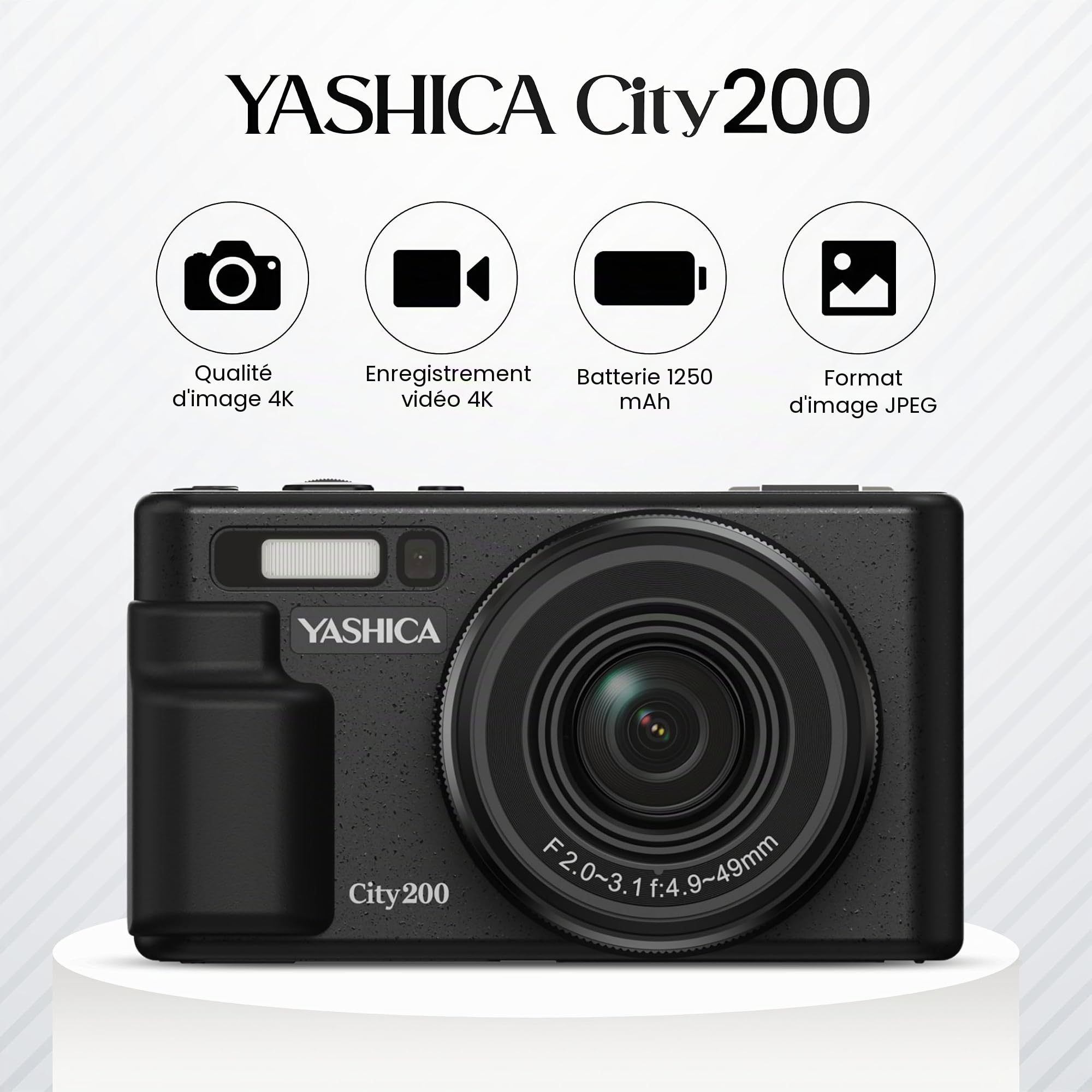YASHICA City 200 Appareil photo numérique (Noir)
