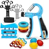 13 PCS Grip Strength Trainer Kit, Hand Gripper Strengthener, Forearm Strengthener, Finger Strengthener, Finger Exerciser, Stress Relief Ball, Forearm Workout Ring for Muscle Building and Injury Recover