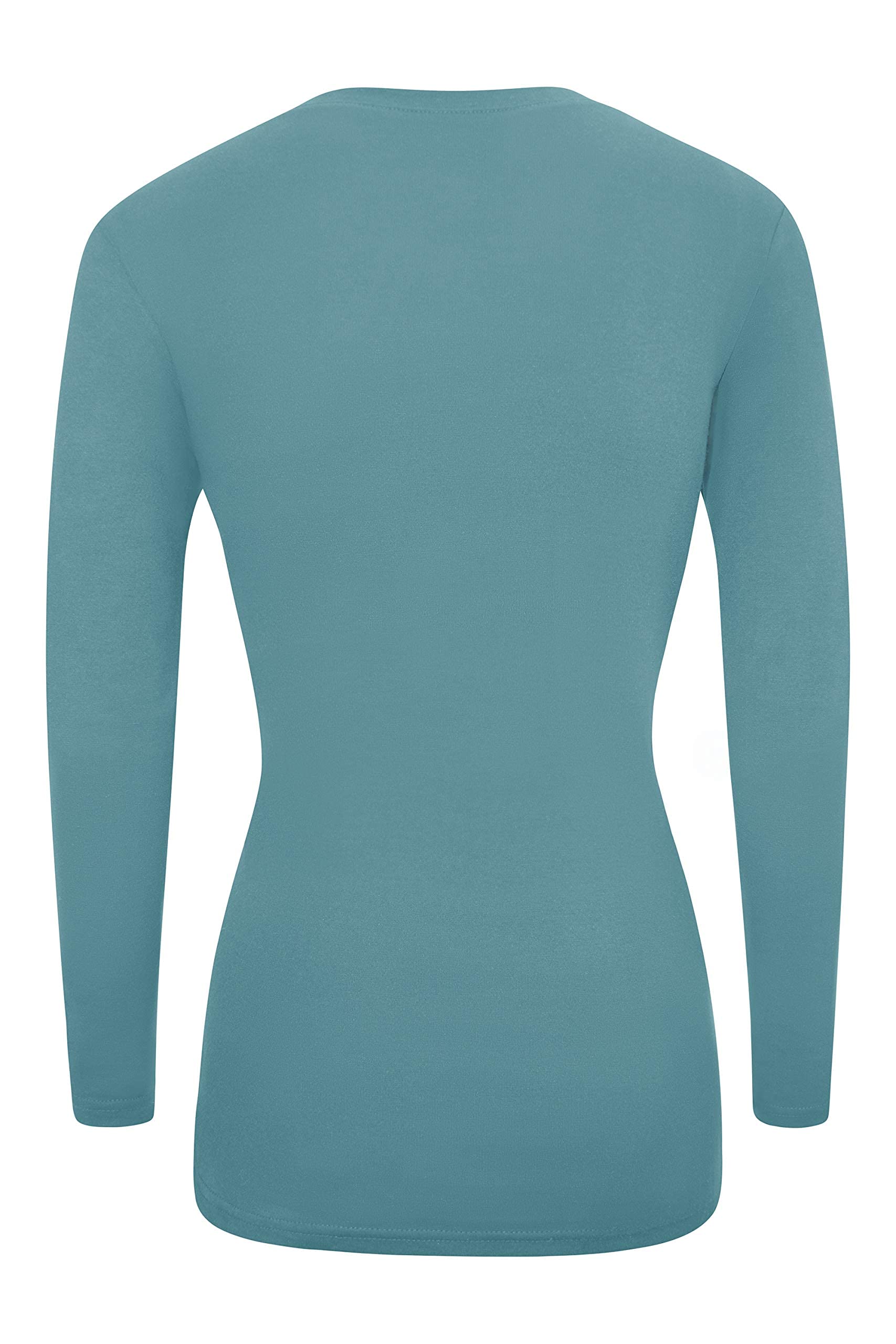 Women's Under Scrubs Long Sleeve T-Shirt Comfort V-Neck Medical Underscrub Tee -Super Soft and Stretchy (Teal, X-Large)