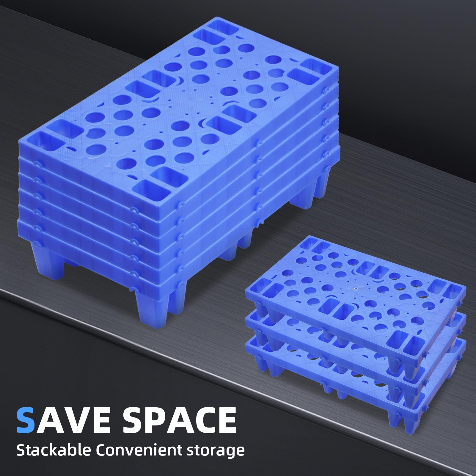 Plastic Pallets,6pcs Portfolios Breathable Mesh Flooring Ventilated Waterproof Moisture-Proof Mini Pallets,L 19.6" X W 11.8"x H 3.9"Large Goods Can Be
