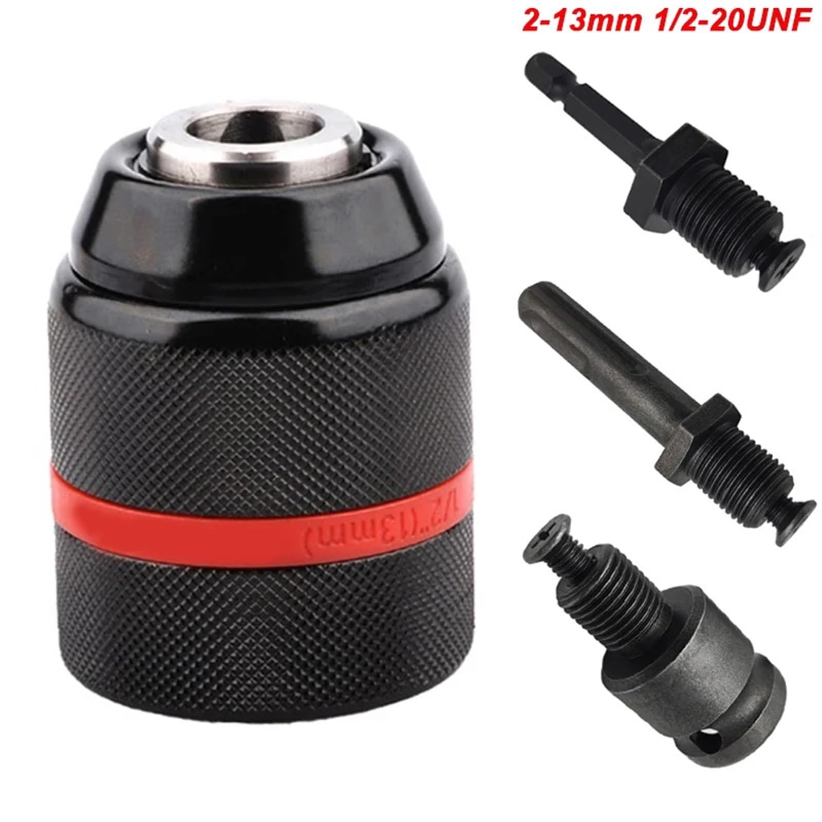 4 pz/set, 2 mm ~ 13 mm filettato in metallo mandrino senza chiave, cambio rapido 1/2-20UNF, gambo di conversione (Hex/SDS-Plus/adattatore quadrato)