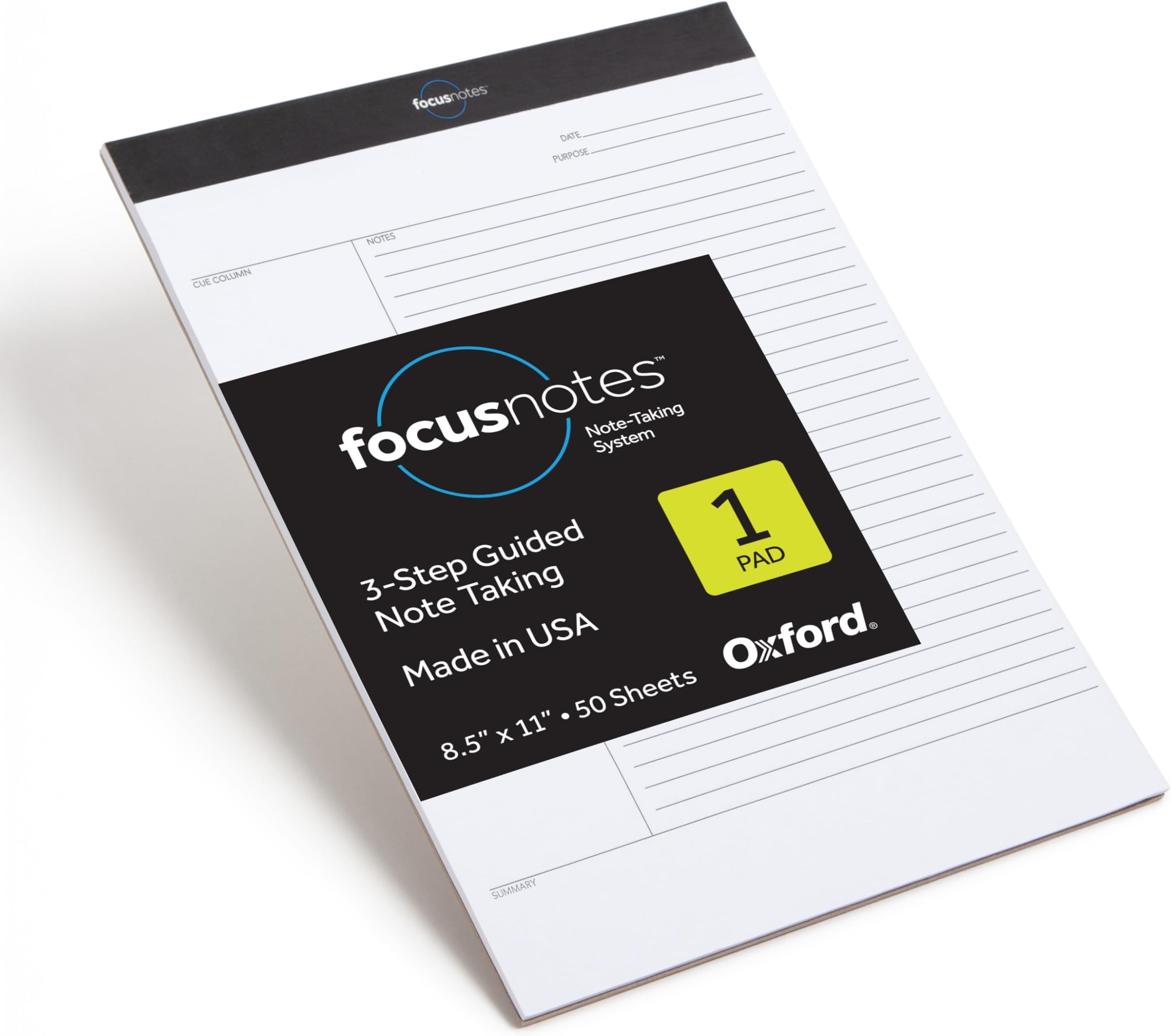 Oxford Tops FocusNotes Writing Pad, 8-1/2" x 11-3/4", 50 Sheets (77103)
