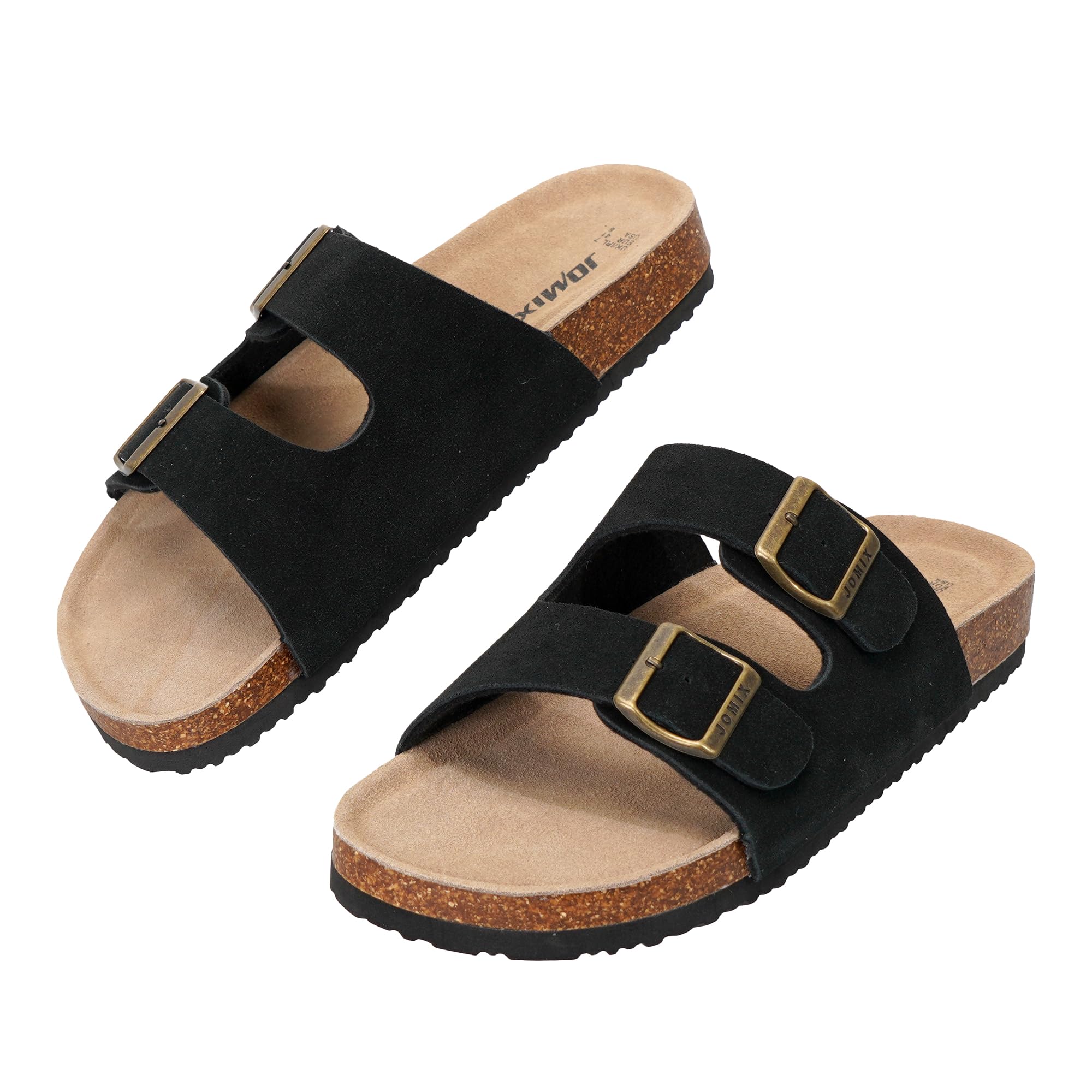 JOMIX Sandali Uomo con Doppia Fibbia Regolabile Ciabatte Estive Bassi Plantare Sagomato in Sughero Pantofole Moda Comode con Suola Antiscivolo