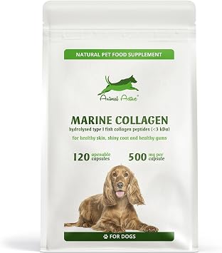 Marine Collagen for Dogs, 120 Capsules x 500mg, Skin, Coat & Gums Support
